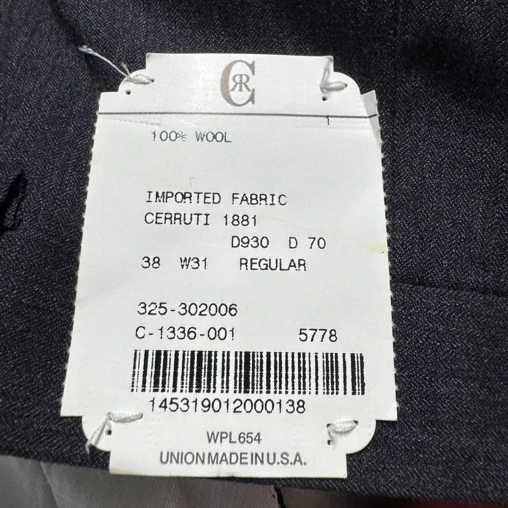 Cerruti 1881‎ Harry Rosen USA Men's Suit 38R 31W Solid Gray 2-Button Wool